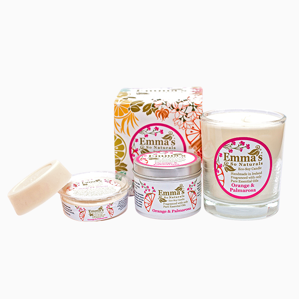 Natural Soy Wax Candle with Sweet Orange & Palmarosa Essential Oils by Emma's So Naturals
