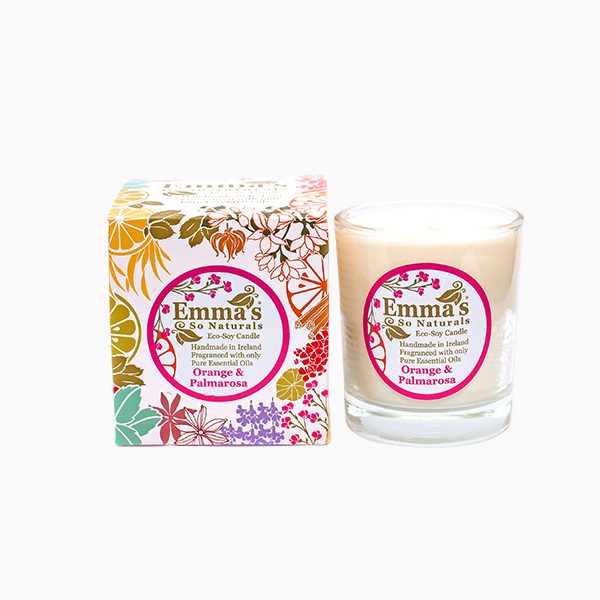 Natural Soy Wax Candle with Sweet Orange & Palmarosa Essential Oils by Emma's So Naturals