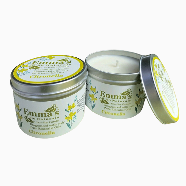 Natural Soy Wax Large Tin Candle with Citronella Essential Oils by Emma's So Naturals