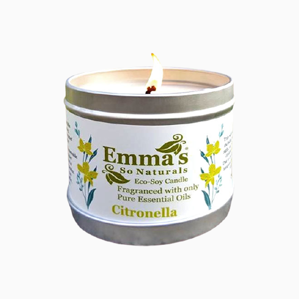 Natural Soy Wax Large Tin Candle with Citronella Essential Oils by Emma's So Naturals